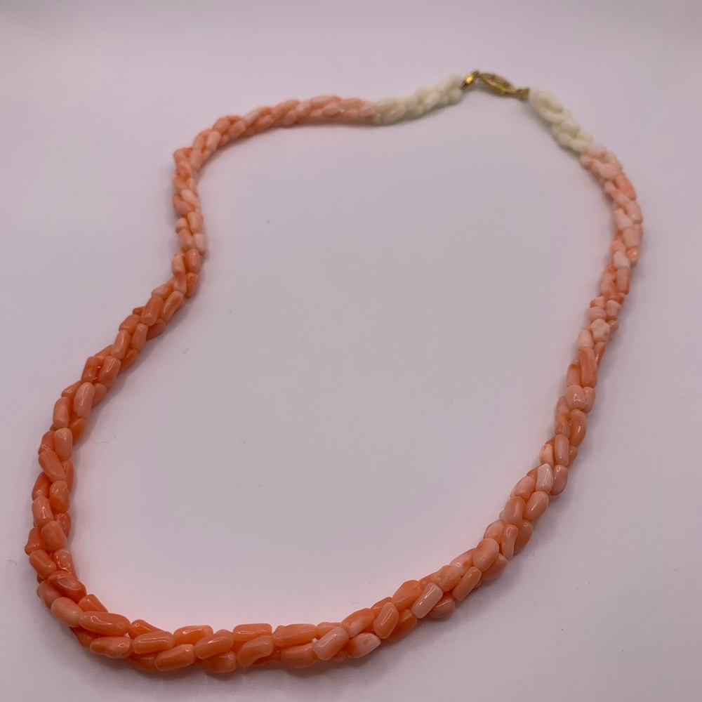 Vintage Angel Skin Coral Twisted Multistrand necklace - Picture 4 of 6